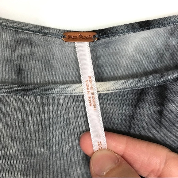 Free People Ashbury Gray Tie Dye Shirt Top Medium - Picture 4 of 6